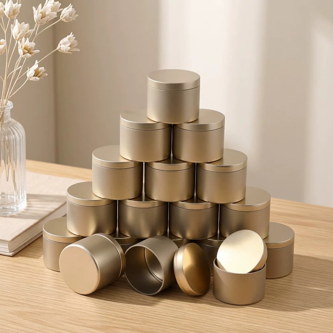 Candle Making Jars Wholesale - 24pcs Champagne Golden 4oz/8oz Metal Candle
