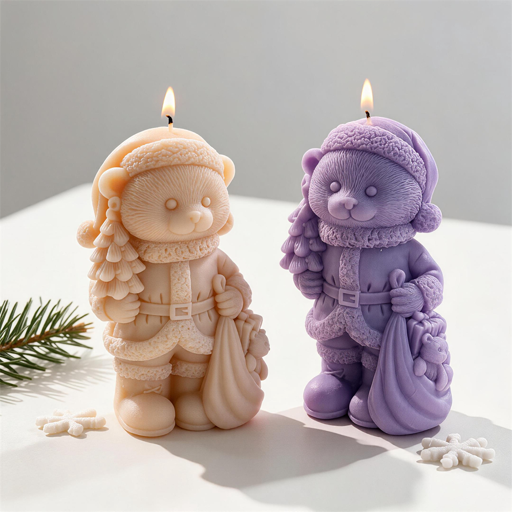 Candle Making Soy Wax - Christmas Bear Hold Gift Candle Mold