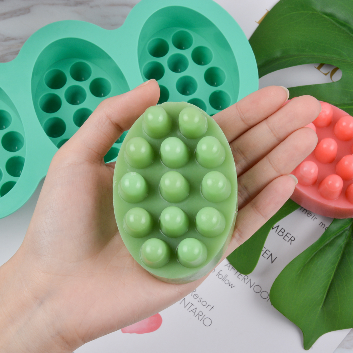 Candle Making Factory - 4 Hole Oval Massage Soap Silicone