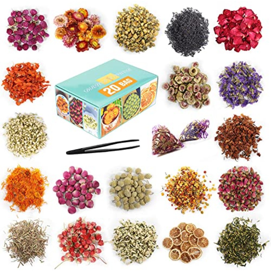 Candle Making Diy Kit - 20 Bags Dried Flowers, 100% Natural