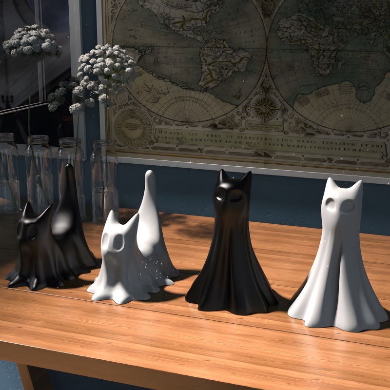 Ghost Cat Halloween Desktop Or - Candle Making Factory incelemesi ve fiyatı