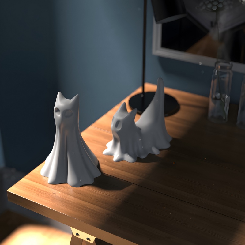 Ghost Cat Halloween Desktop Or - Candle Making Factory incelemesi ve fiyatı