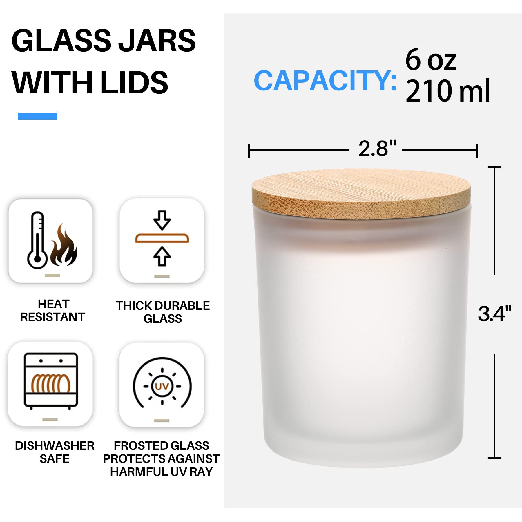 6-Pack 6OZ Frosted Amber Glass - Candle Making Jars Wholesale incelemesi ve fiyatı