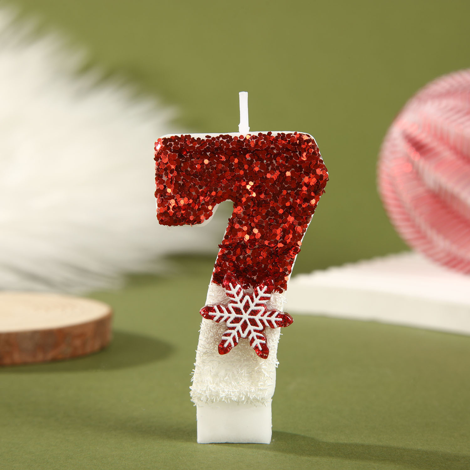 Red White Sequined Birthday Ca - Paraffin Candle Wax incelemesi ve fiyatı