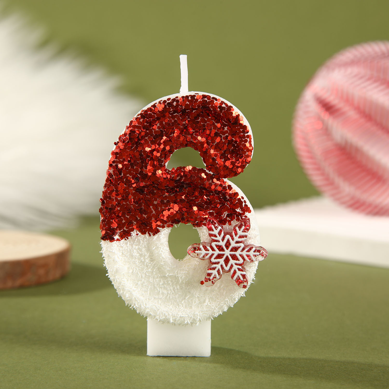 Red White Sequined Birthday Ca - Paraffin Candle Wax incelemesi ve fiyatı