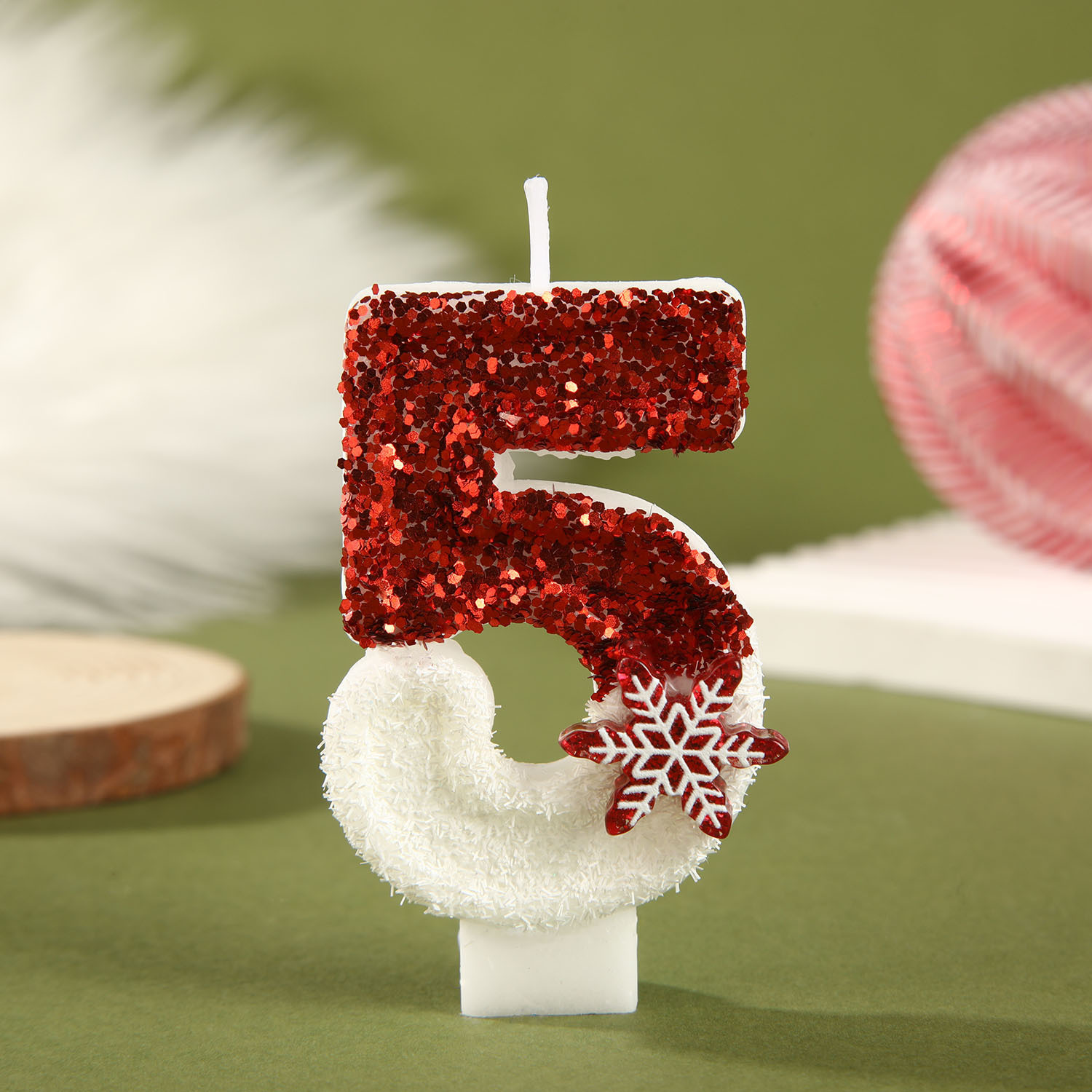 Red White Sequined Birthday Ca - Paraffin Candle Wax incelemesi ve fiyatı
