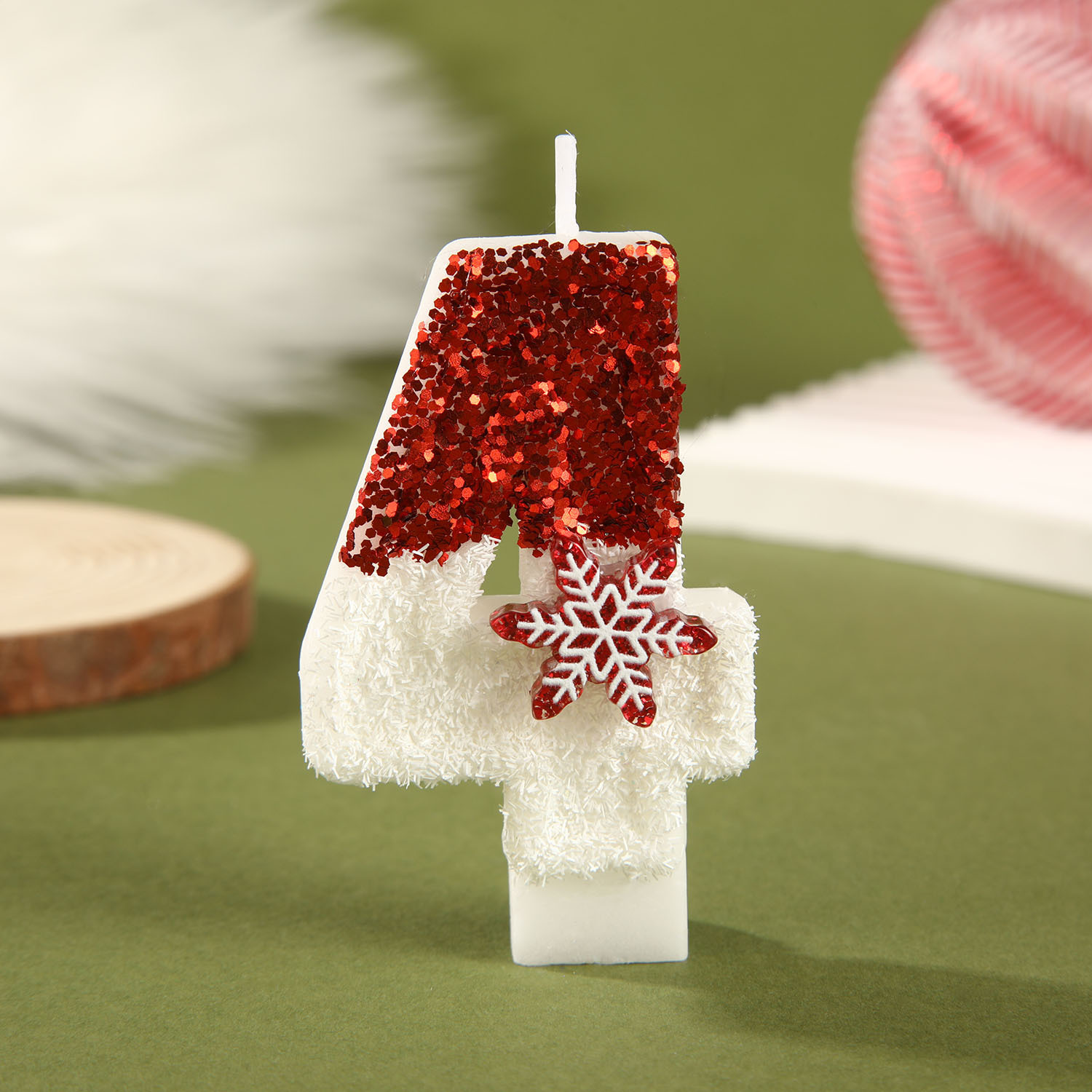 Red White Sequined Birthday Ca - Paraffin Candle Wax incelemesi ve fiyatı