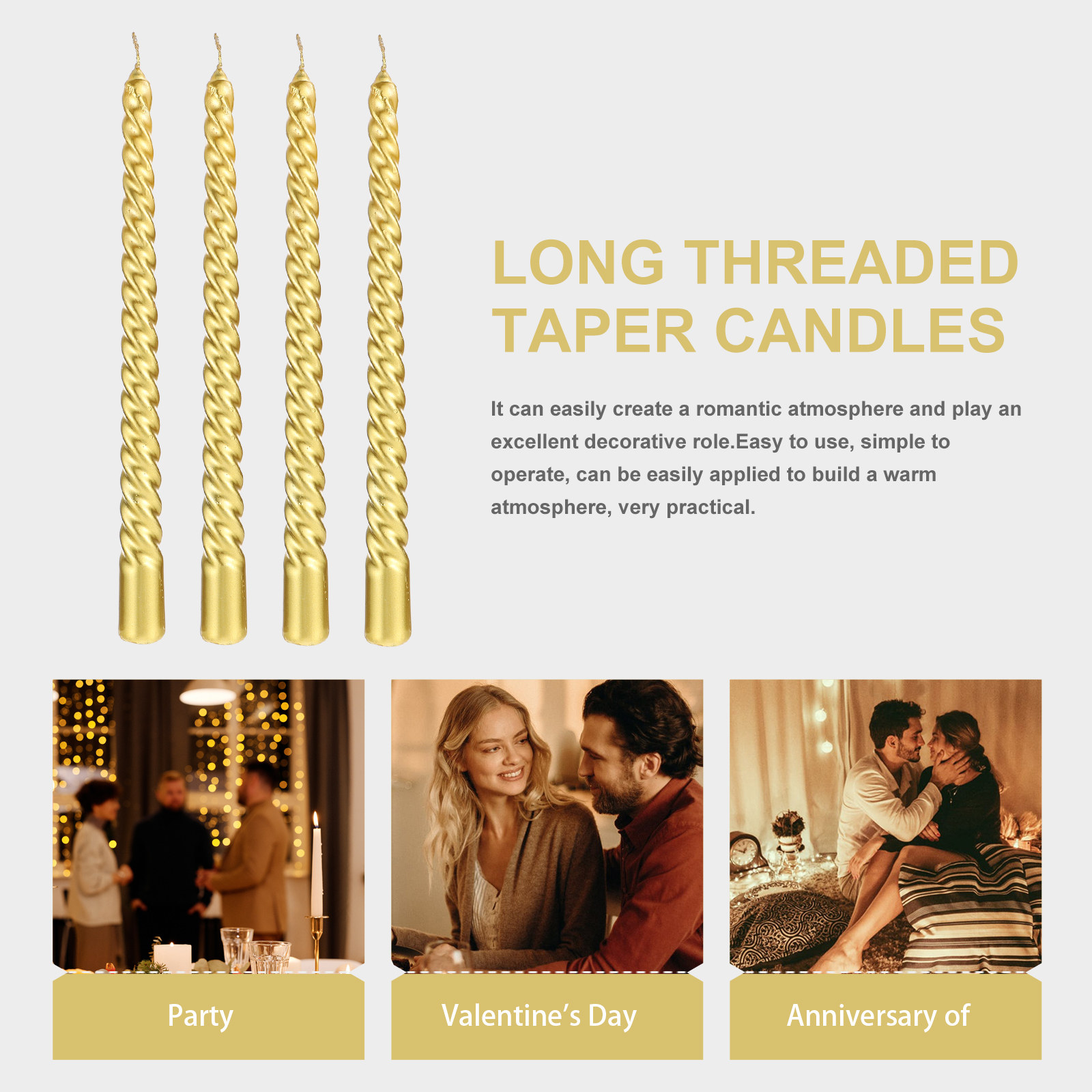 4pcs Threaded Scented Dinner H - Paraffin Candle Wax incelemesi ve fiyatı